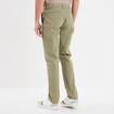 Pantalon chino droit stretch retroussé vert kaki homme