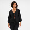 T-shirt noeuds et manches 3/4 noir femme