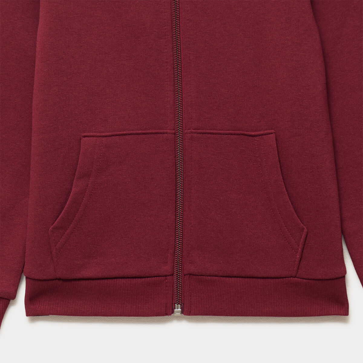 Sweat zipp&eacute; &agrave; capuche droit molleton bordeaux fille