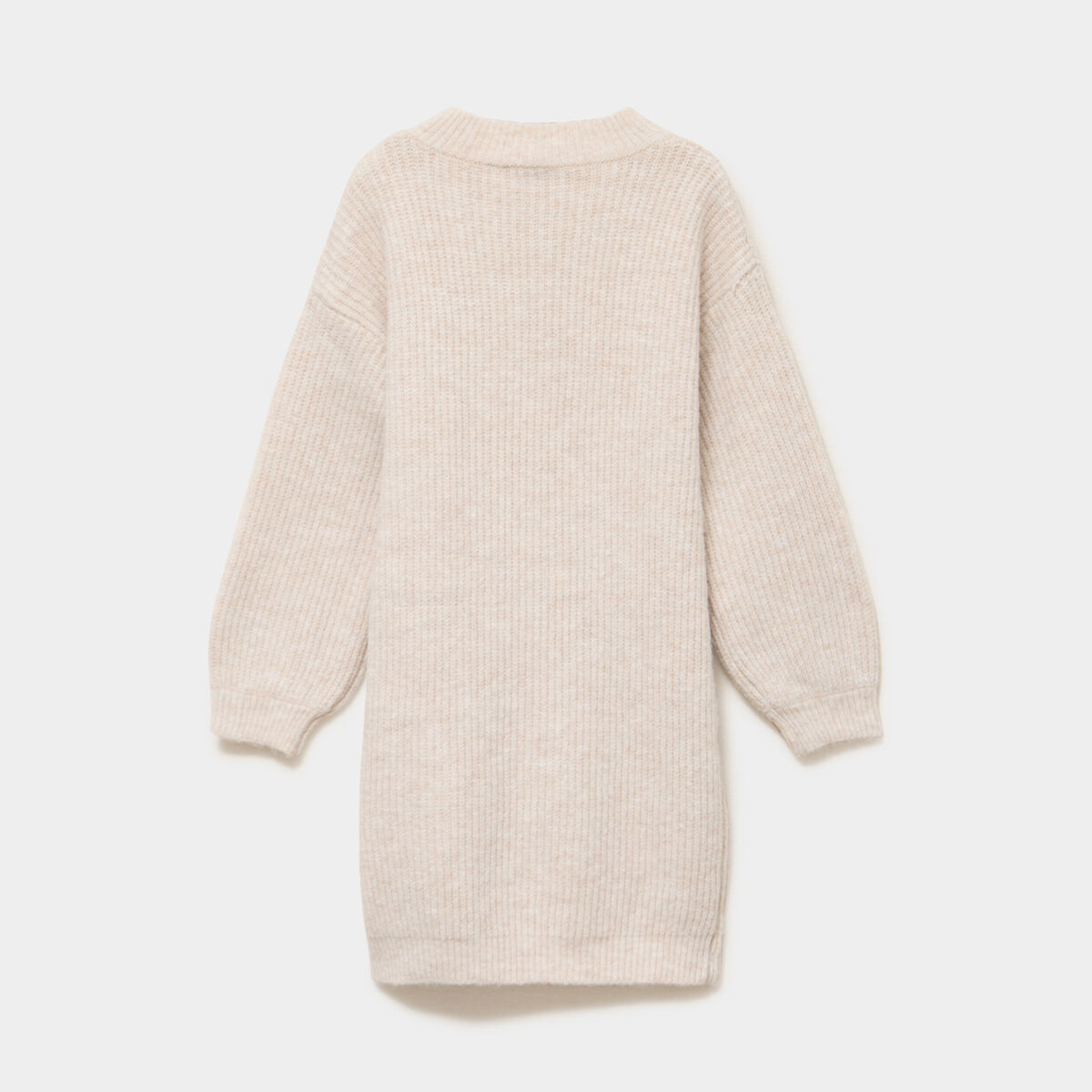 Robe tricot col montant manches longues ivoire fille