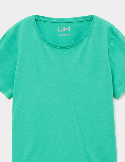 T-shirt manches courtes en coton vert menthe fille
