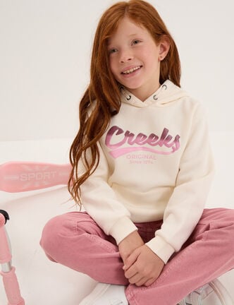 Sweat à capuche hoodie à logo Creeks creme fille