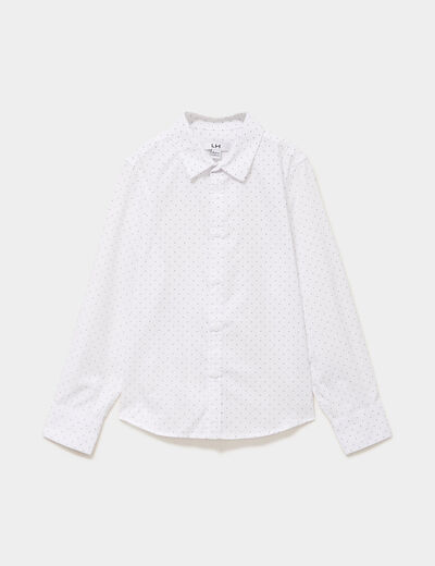 Chemise droite &agrave; manches longues blanc gar&ccedil;on