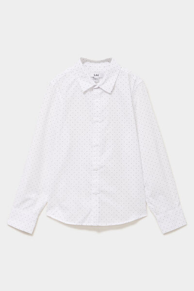 Chemise droite &agrave; manches longues blanc gar&ccedil;on