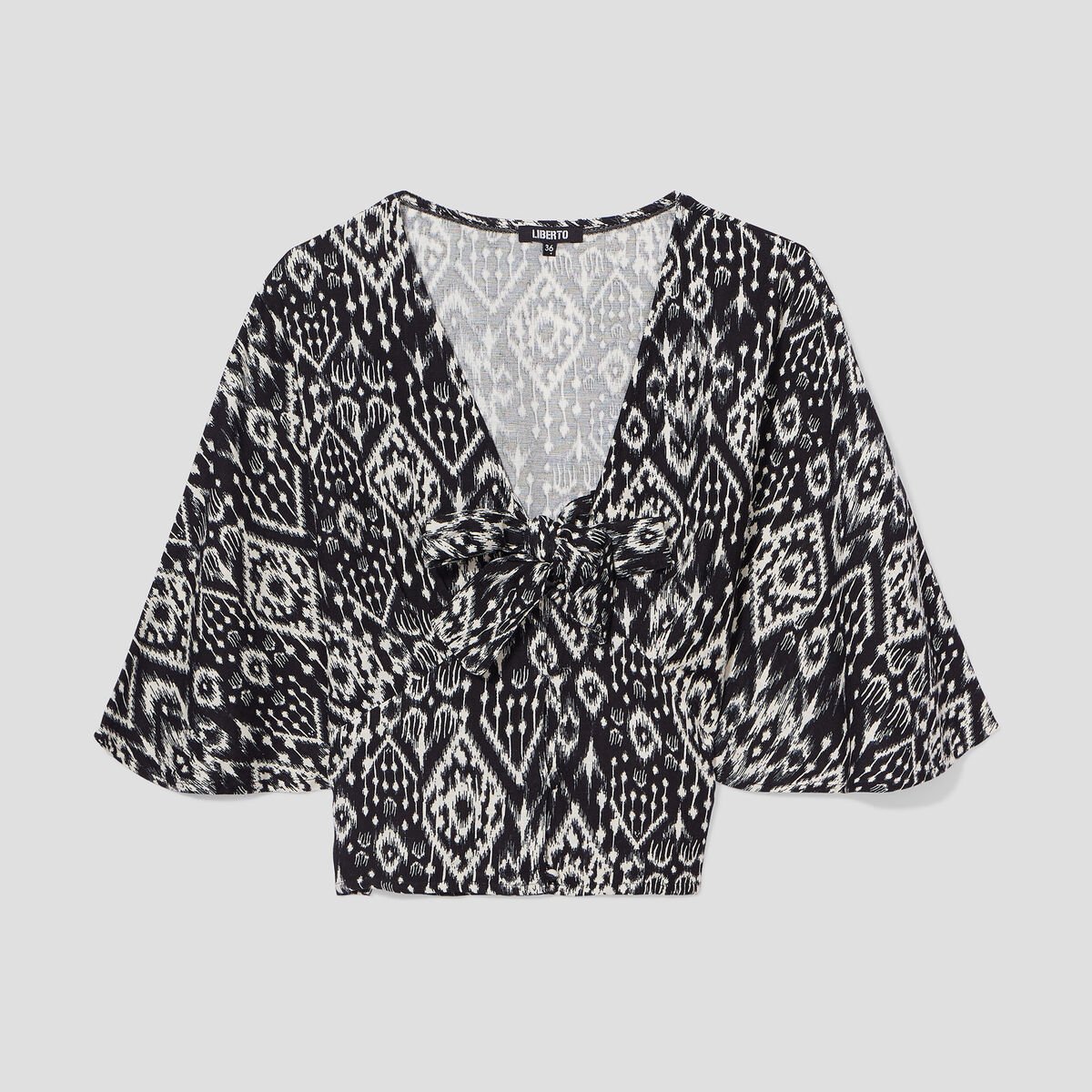 Blouse manches kimono avec lin Liberto noir femme