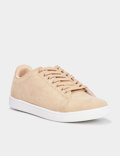 Tennis basses à lacets sable femme
