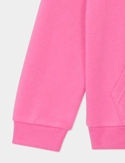 Sweat zipp&eacute; &agrave; capuche droit molleton rose fushia fille