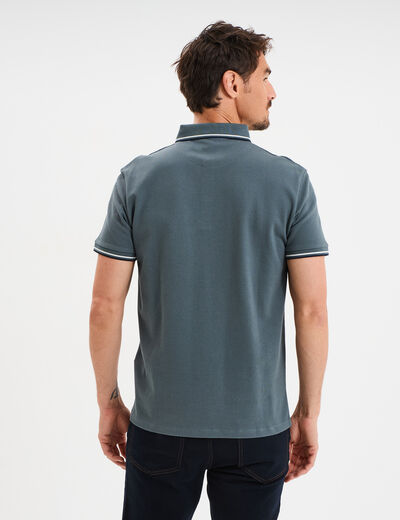 Polo piqu&eacute; manches courtes coton vert fonc&eacute; homme