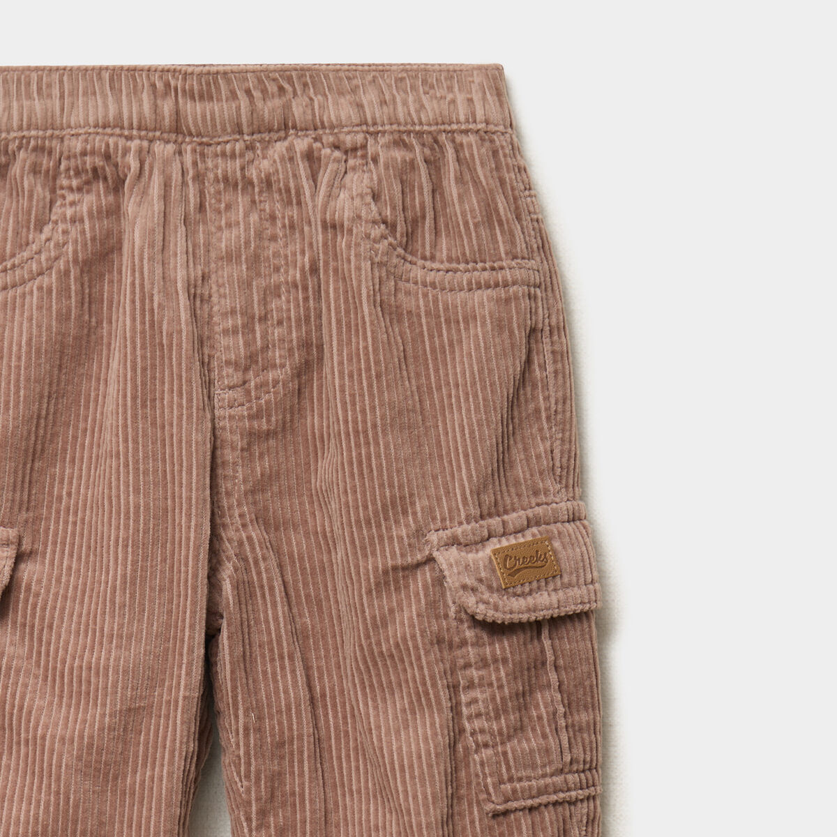 Pantalon effet velours c&ocirc;tel&eacute; taupe b&eacute;b&eacute; gar&ccedil;on