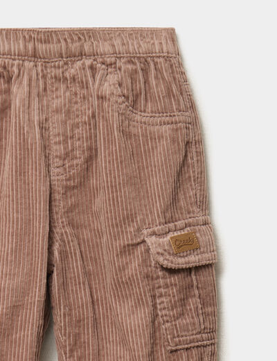 Pantalon effet velours c&ocirc;tel&eacute; taupe b&eacute;b&eacute; gar&ccedil;on