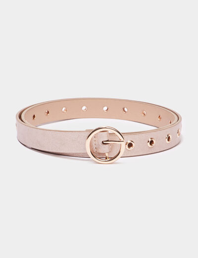 Ceinture métallisée avec oeillets couleur or femme