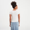 T-shirt côtelé manches courtes coton blanc femme