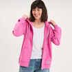 Sweat zipp&eacute; &agrave; capuche rose fushia femme