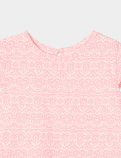 Robe manches courtes coton rose bébé fille