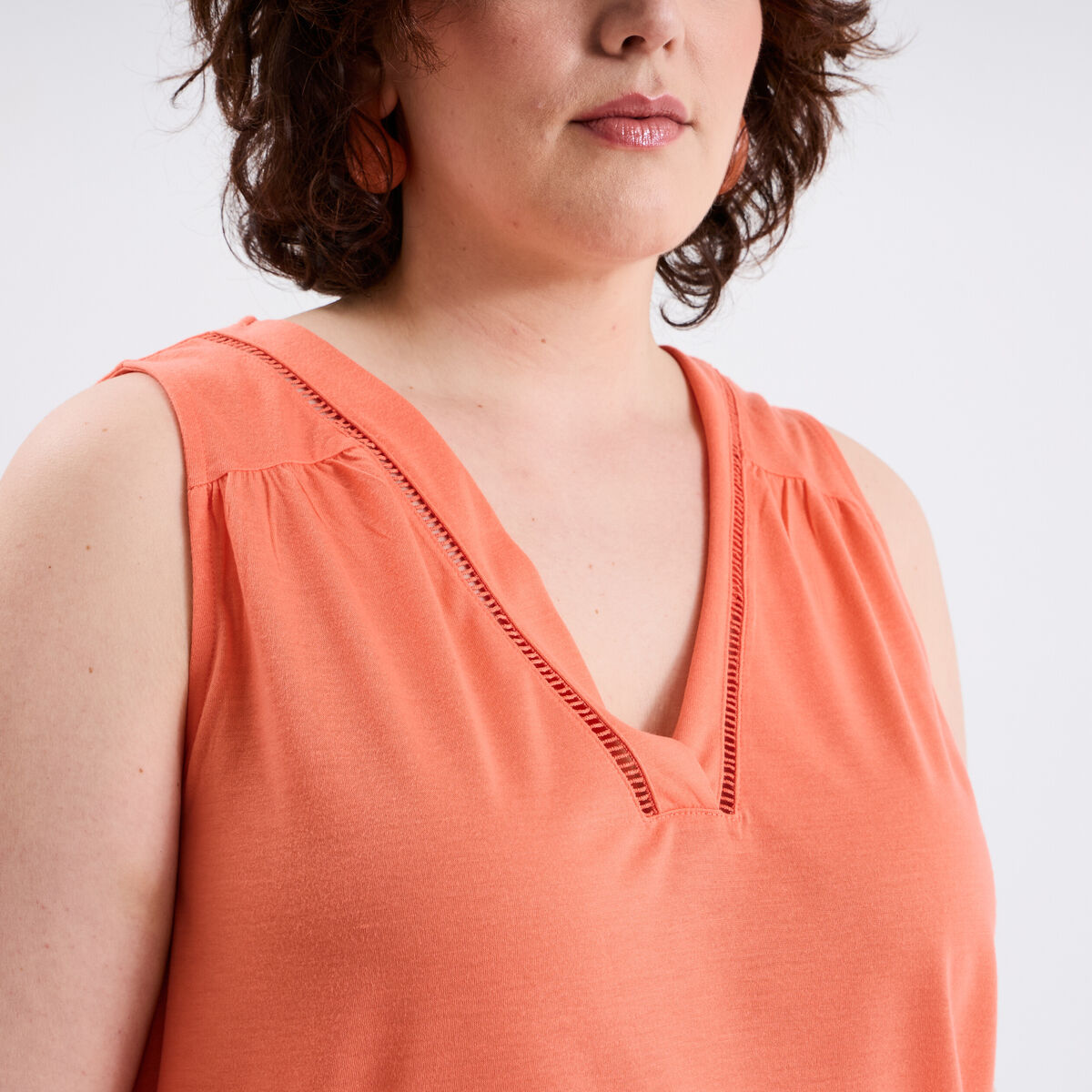 Débardeur sans manches rose corail femme grande taille