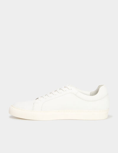 Tennis basses en cuir blanc homme