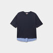 T-shirt manches courtes coton biologique bleu fonc&eacute; femme