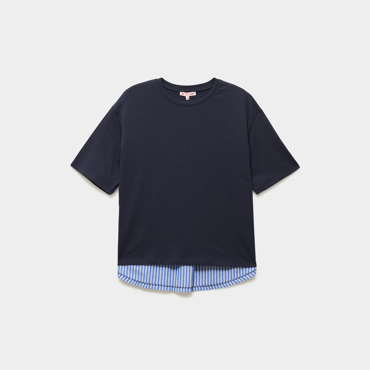 T-shirt manches courtes coton biologique bleu fonc&eacute; femme