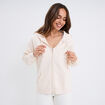 Sweat zippé à capuche molleton beige femme
