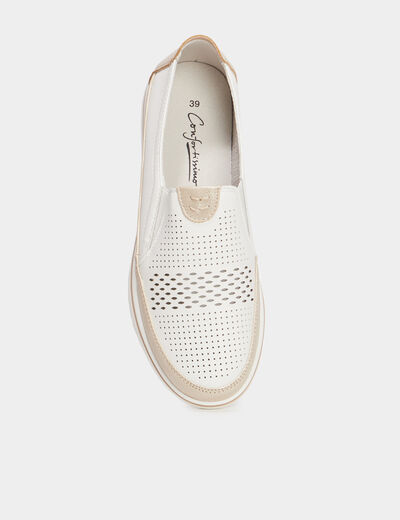 Mocassins pied large Confortissimo blanc femme