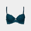 Soutien-gorge corbeille paddé dentelle vert canard femme