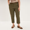 Pantalon chino taille haute coton vert kaki femme grande taille