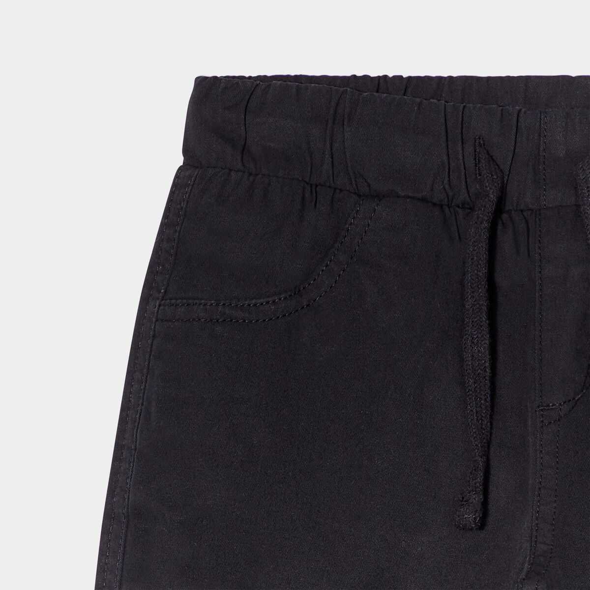 Pantalon regular taille élastiquée coton noir garçon