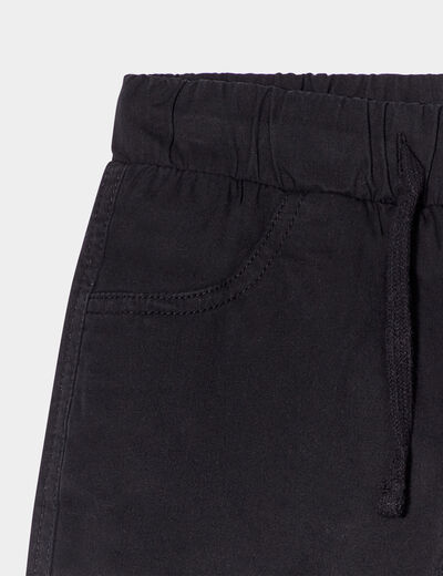 Pantalon regular taille élastiquée coton noir garçon