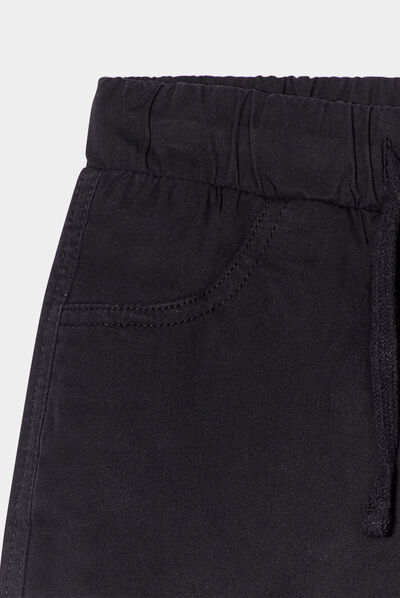 Pantalon regular taille élastiquée coton noir garçon