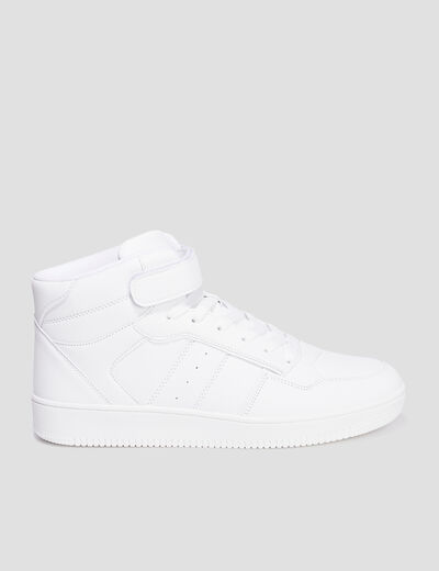 Baskets montantes à scratchs blanc homme