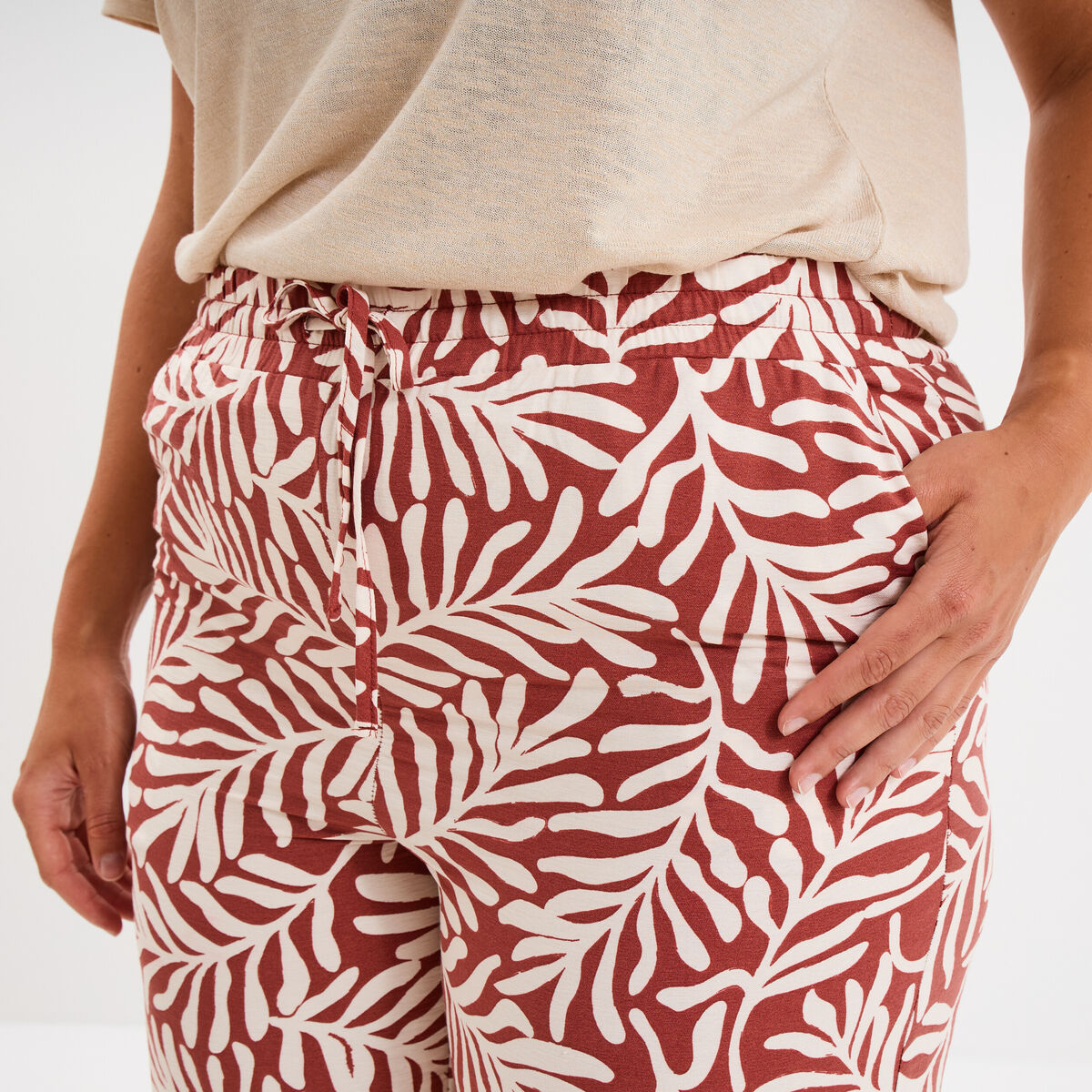 Pantalon large fluide terracotta femme grande taille