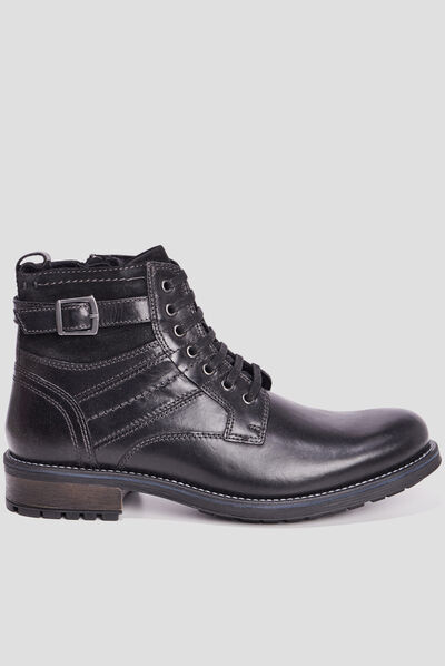 Bottines zippées en cuir Benjam noir homme