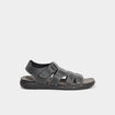 Sandales &agrave; scratchs en cuir noir homme