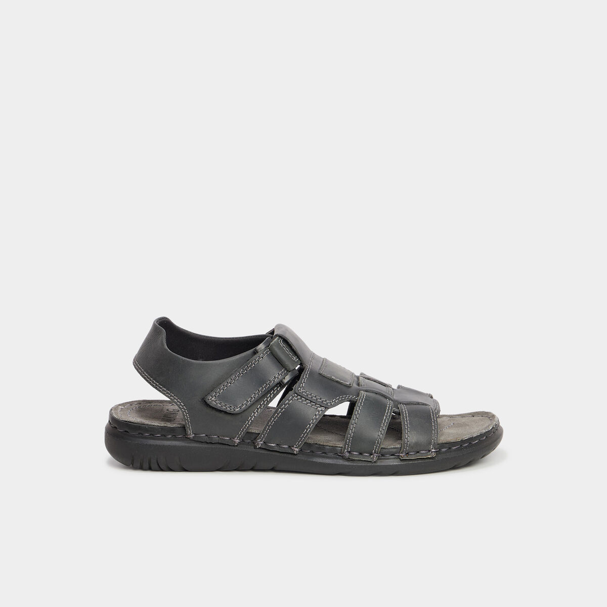 Sandales &agrave; scratchs en cuir noir homme