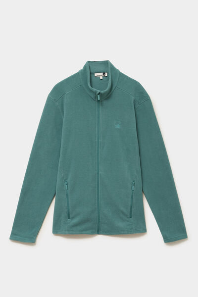 Veste polaire zipp&eacute; col montant vert fonc&eacute; homme