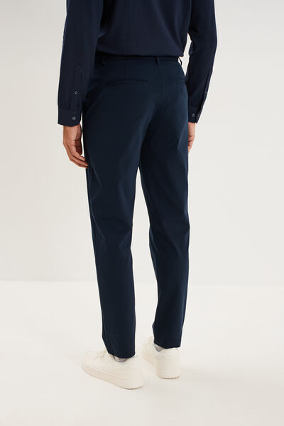 Pantalon chino slim sans repassage bleu marine homme