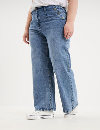 Jean large 7/8&egrave;me &agrave; pont denim triple stone femme grande taille