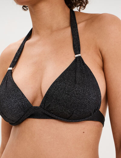 Haut de maillot de bain forme triangle noir femme