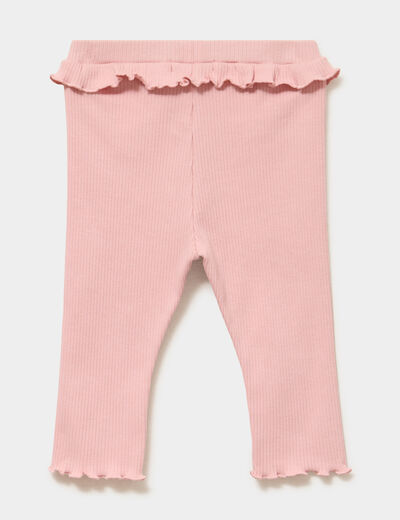 Legging c&ocirc;tel&eacute; &agrave; volants rose poudr&eacute;e b&eacute;b&eacute; fille