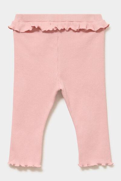 Legging c&ocirc;tel&eacute; &agrave; volants rose poudr&eacute;e b&eacute;b&eacute; fille