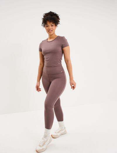 Legging de sport taille haute mauve femme