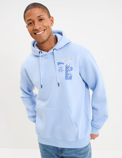 Sweat hoodie molleton 1 poche Pok&eacute;mon bleu homme