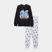 Ensemble pyjama pantalon coton Stitch noir femme