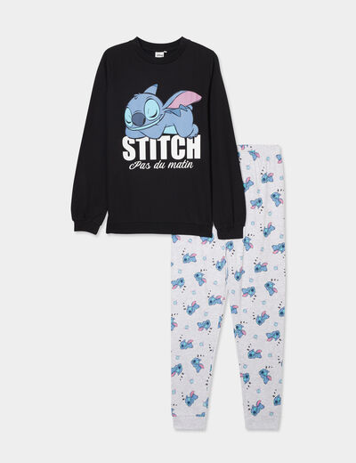 Ensemble pyjama pantalon coton Stitch noir femme