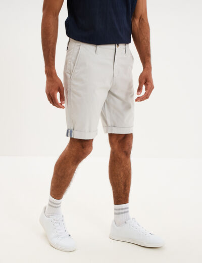 Bermuda short chino straight stretch gris clair homme