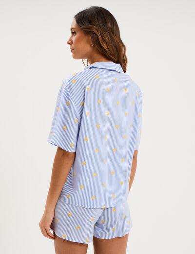 Ensemble pyjama short et chemise ecru femme