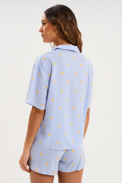 Ensemble pyjama short et chemise ecru femme