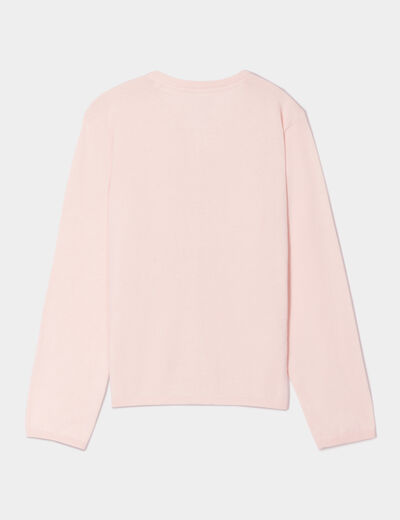 Gilet boutonn&eacute; coton m&eacute;lang&eacute; rose fille