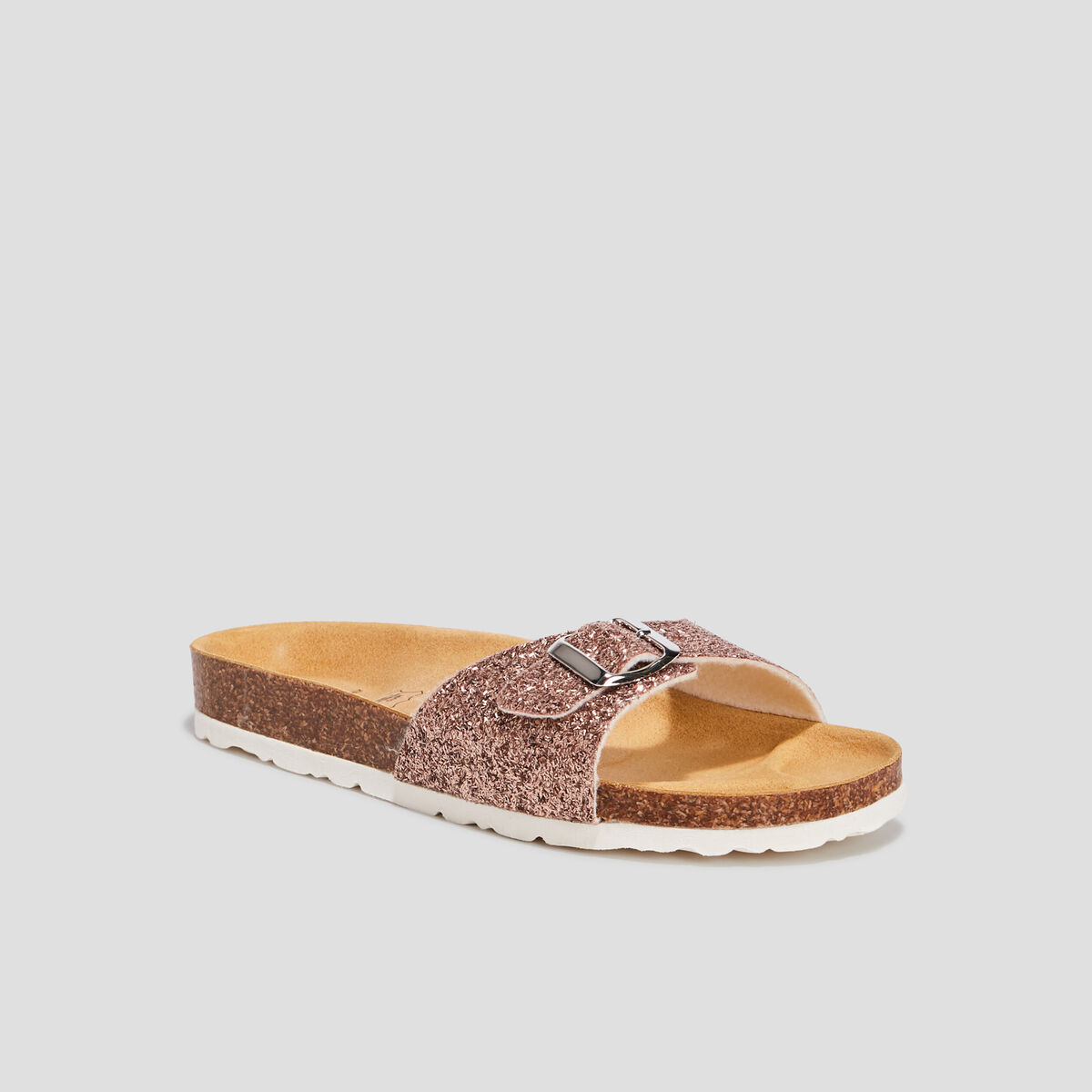 Mules anatomiques boucle sur l'avant rose femme