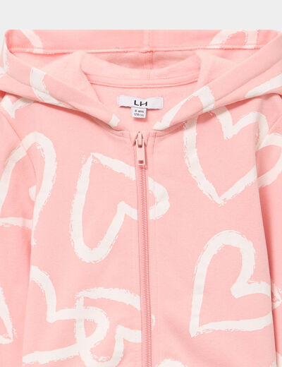 Sweat zipp&eacute; &agrave; capuche orange fille